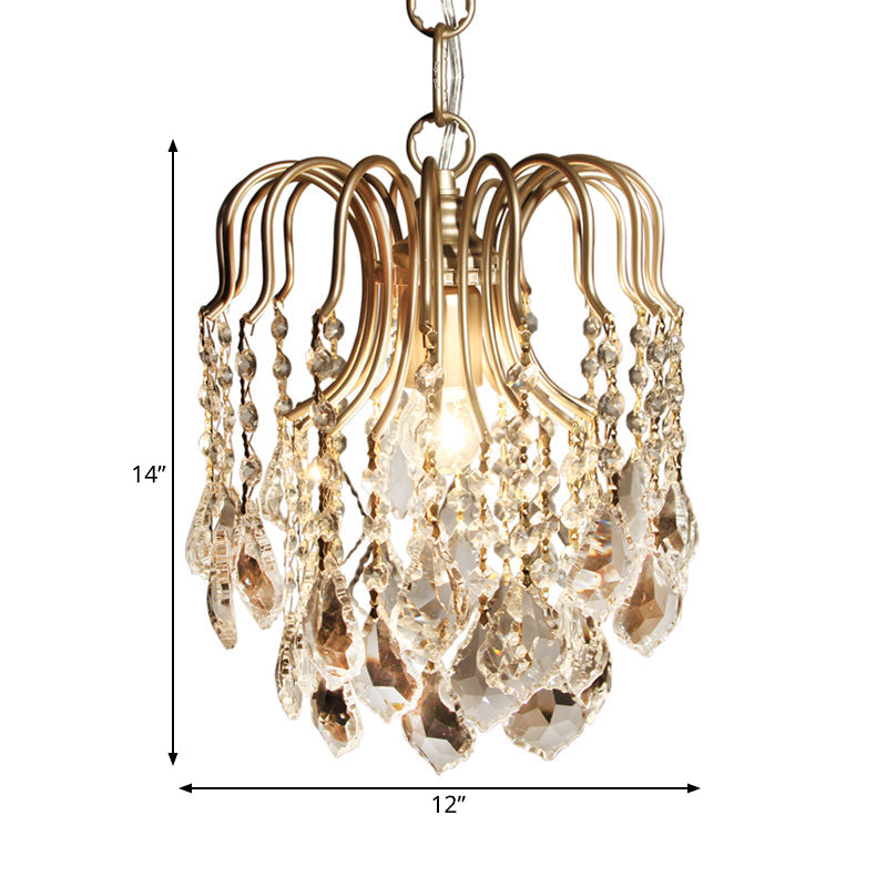 Antiqued Gold Crystal Pendant Light With Countryside Charm