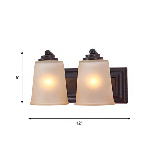 Traditional Black Frosted Glass Wall Sconce Light Fixture - Set Of 2 Tapered Lamps