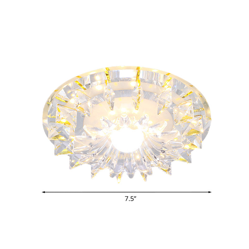 Flush Mount Led Corridor Ceiling Light Fixture With Clear Crystal Shade In Warm/White/Multi Color