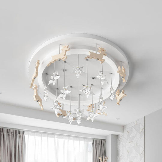 Elk Carousel Acrylic Semi Mount Lighting: Kid's White LED Ceiling Flush Light in Warm/White Light