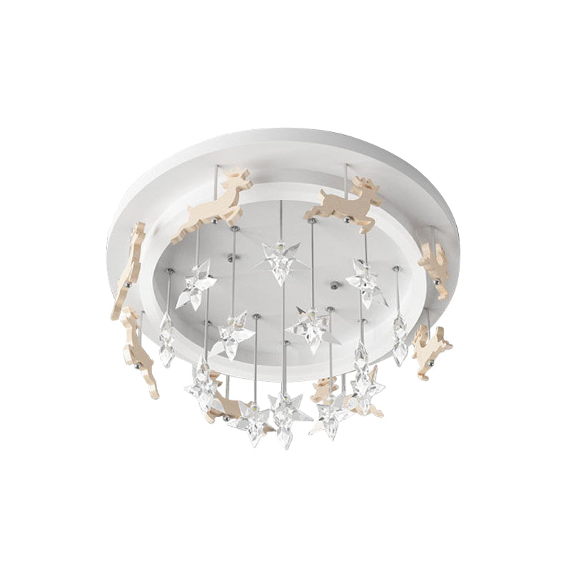 Elk Carousel Acrylic Semi Mount Lighting: Kid's White LED Ceiling Flush Light in Warm/White Light