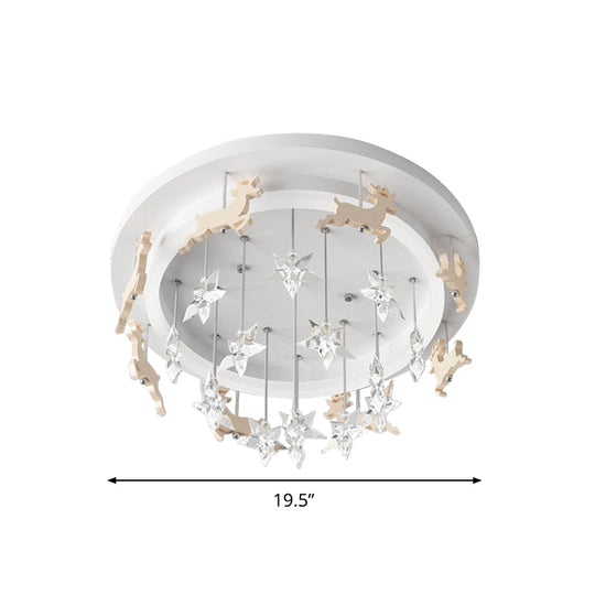 Elk Carousel Acrylic Semi Mount Lighting: Kid's White LED Ceiling Flush Light in Warm/White Light