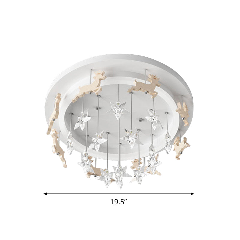 Elk Carousel Acrylic Semi Mount Lighting: Kids White Led Ceiling Flush Light In Warm/White