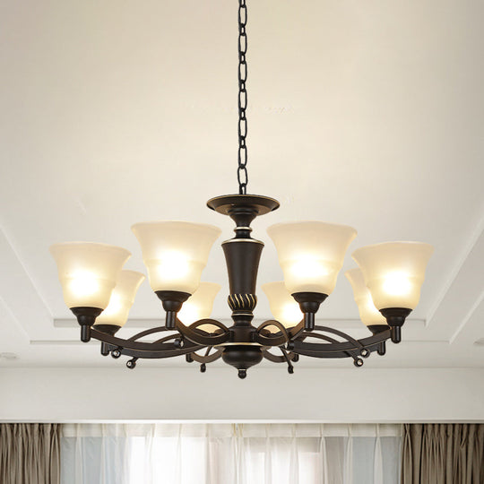 Modern Black Chandelier Lighting Fixture - Bell Frosted Glass 6/8 Bulbs Ideal For Living Room