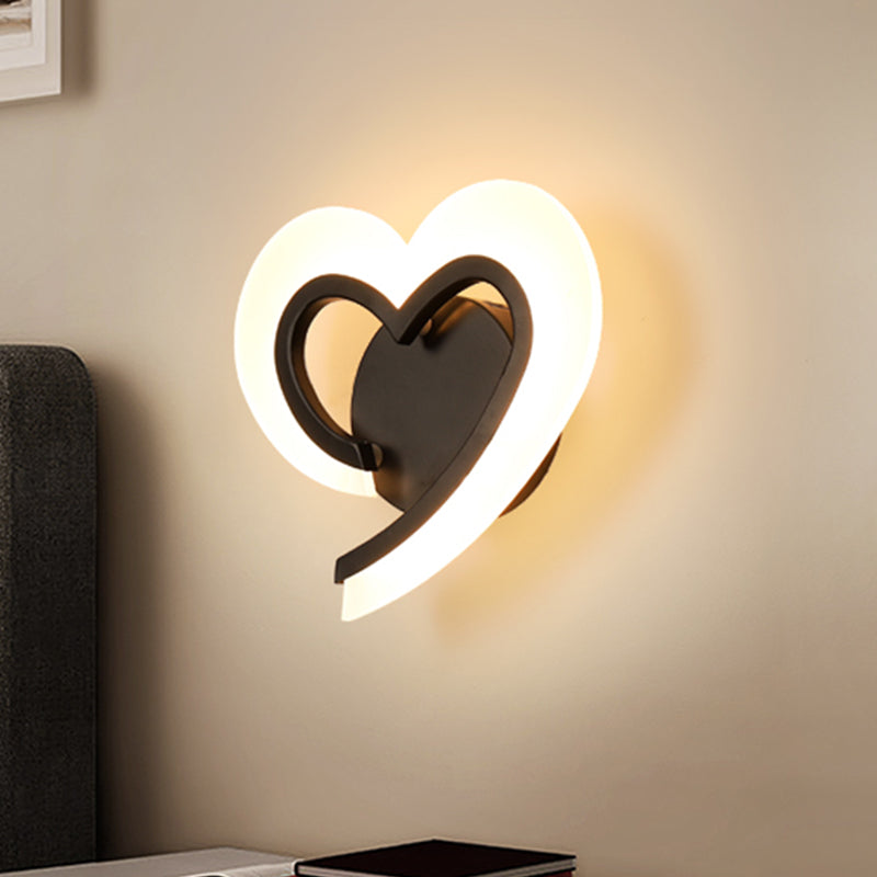 Love Heart Led Wall Light - Minimalist Acrylic Bedside Sconce In Blue/White/Black Black