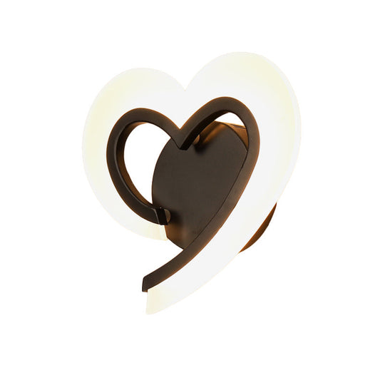 Love Heart Led Wall Light - Minimalist Acrylic Bedside Sconce In Blue/White/Black