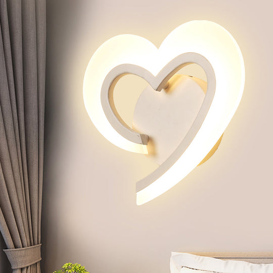 Love Heart Led Wall Light - Minimalist Acrylic Bedside Sconce In Blue/White/Black