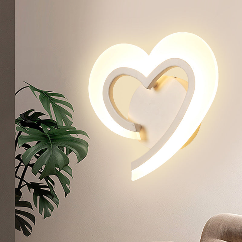 Love Heart Led Wall Light - Minimalist Acrylic Bedside Sconce In Blue/White/Black