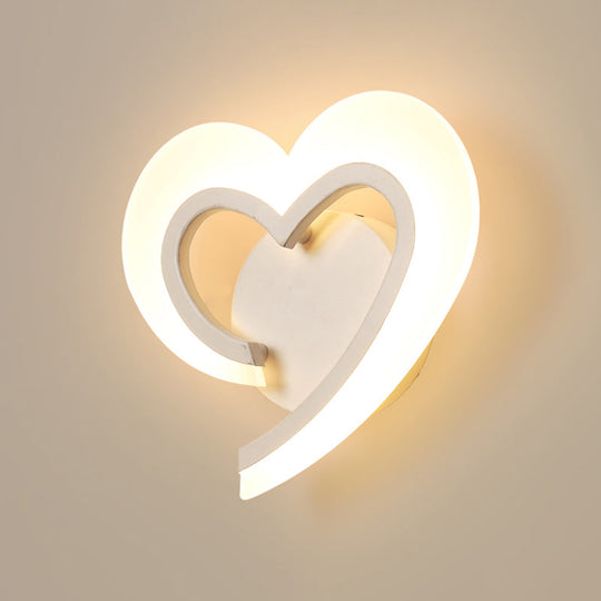 Love Heart Led Wall Light - Minimalist Acrylic Bedside Sconce In Blue/White/Black