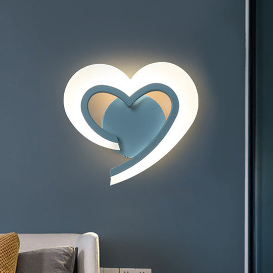 Love Heart Led Wall Light - Minimalist Acrylic Bedside Sconce In Blue/White/Black