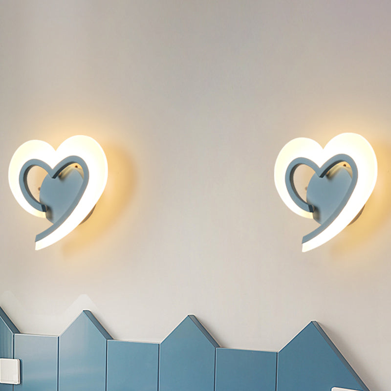 Love Heart Led Wall Light - Minimalist Acrylic Bedside Sconce In Blue/White/Black