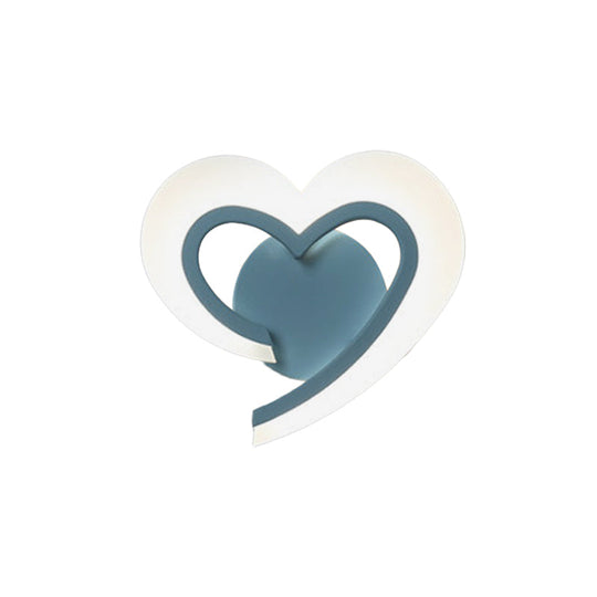 Love Heart Led Wall Light - Minimalist Acrylic Bedside Sconce In Blue/White/Black