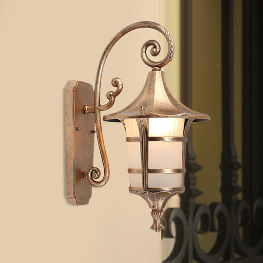 Farmhouse Wall Sconce Light With Opal Glass Shade And Lantern Design Black/Coffee Bronze