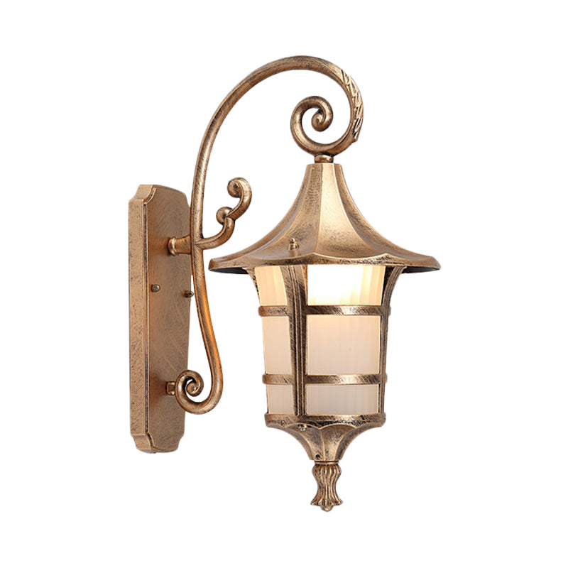 Farmhouse Wall Sconce Light With Opal Glass Shade And Lantern Design Black/Coffee