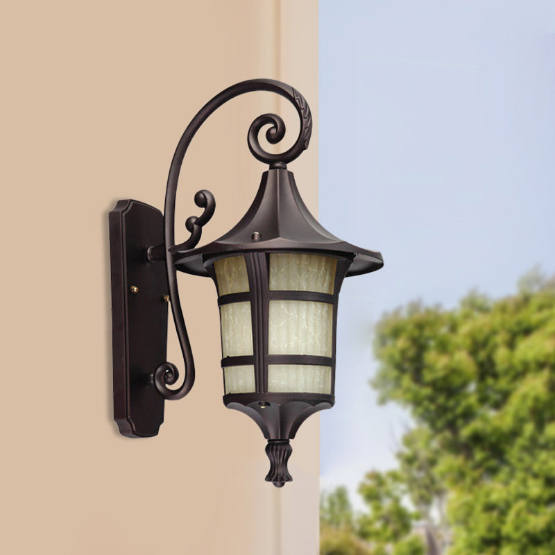 Farmhouse Wall Sconce Light With Opal Glass Shade And Lantern Design Black/Coffee Coffee