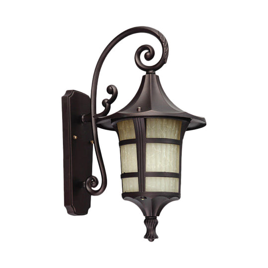 Farmhouse Wall Sconce Light With Opal Glass Shade And Lantern Design Black/Coffee