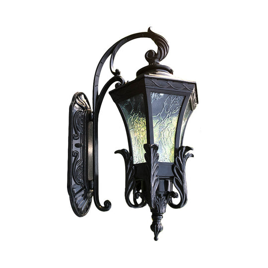 Black Rippled Glass Bell Wall Light - 1 Cottage Patio Lamp