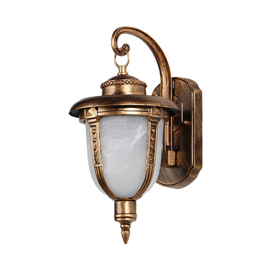 Frosted Glass Wall Sconce - Country Style Outdoor Hanging Light Black/Gold/Bronze