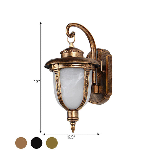 Frosted Glass Wall Sconce - Country Style Outdoor Hanging Light Black/Gold/Bronze