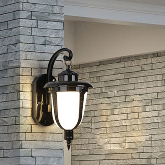 Frosted Glass Wall Sconce - Country Style Outdoor Hanging Light Black/Gold/Bronze