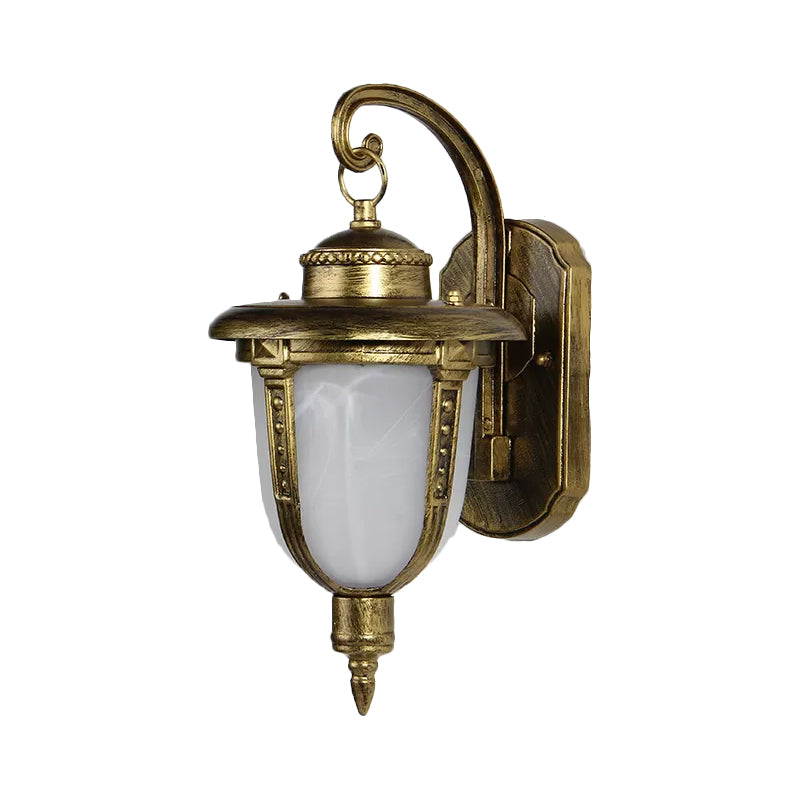 Frosted Glass Wall Sconce - Country Style Outdoor Hanging Light Black/Gold/Bronze