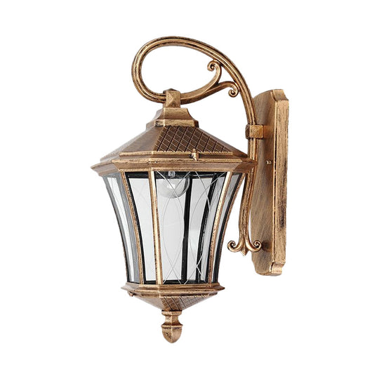 Classic Lantern Wall Sconce - Clear Glass Bronze Finish 1 Bulb Mount Lamp