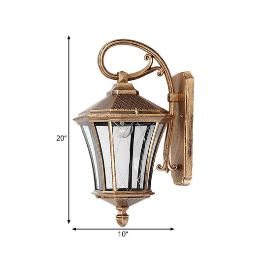 Classic Lantern Wall Sconce - Clear Glass Bronze Finish 1 Bulb Mount Lamp