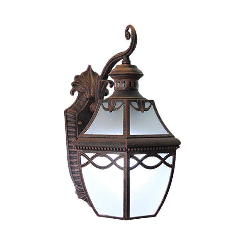 Opal Glass Wall Mounted Outdoor Lantern Sconce Lamp - Lodge Rust Design