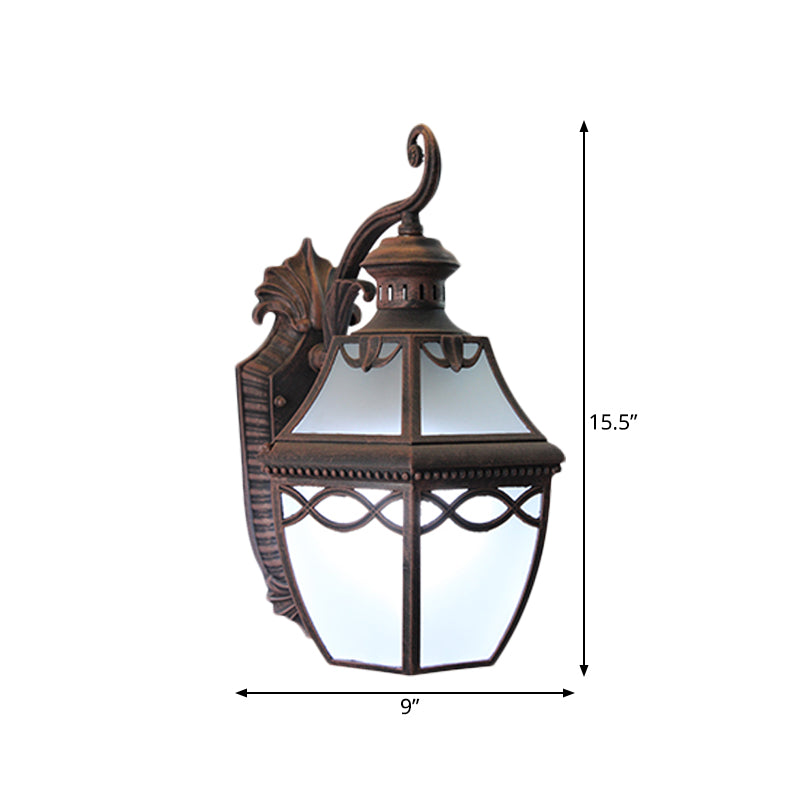 Opal Glass Wall Mounted Outdoor Lantern Sconce Lamp - Lodge Rust Design