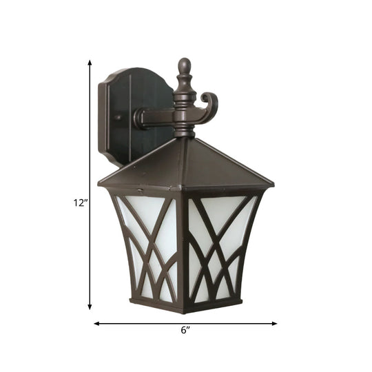 Traditional Outdoor Frosted Glass Wall Sconce In Dark Coffee Finish