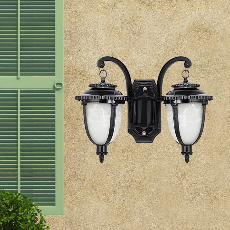 Classic Black/Bronze Wall Lamp With Frosted Glass Shade - Small/Large Sizes Available