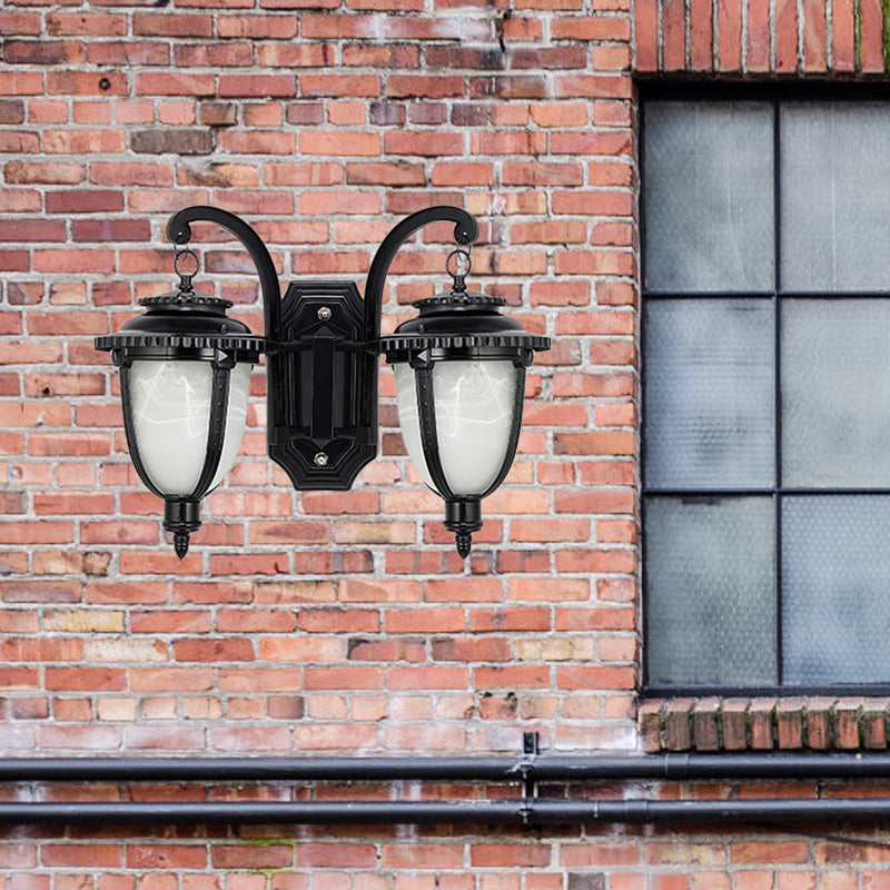 Classic Black/Bronze Wall Lamp With Frosted Glass Shade - Small/Large Sizes Available