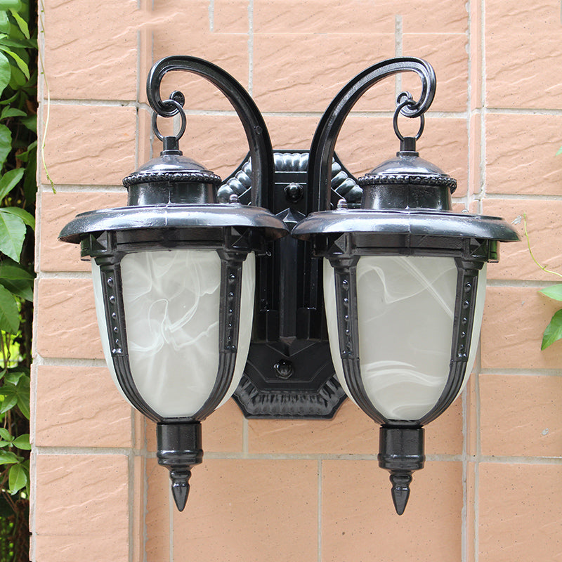 Classic Black/Bronze Wall Lamp With Frosted Glass Shade - Small/Large Sizes Available Black / Small