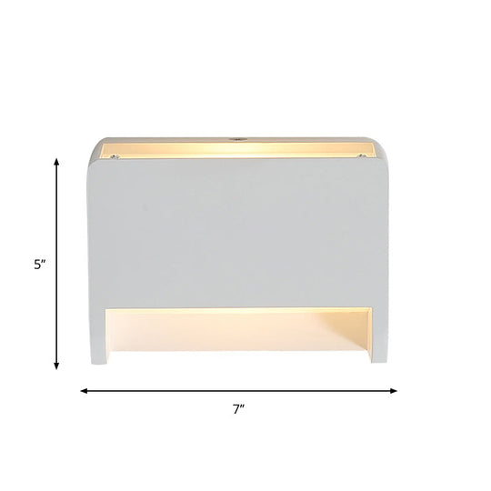 Gypsum 1-Light Led Wall Lamp In Minimalist Box Shape For Bedroom White