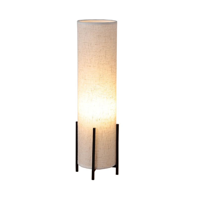 Minimalist Tubular Fabric Nightstand Light - Beige 1-Light Reading Lamp