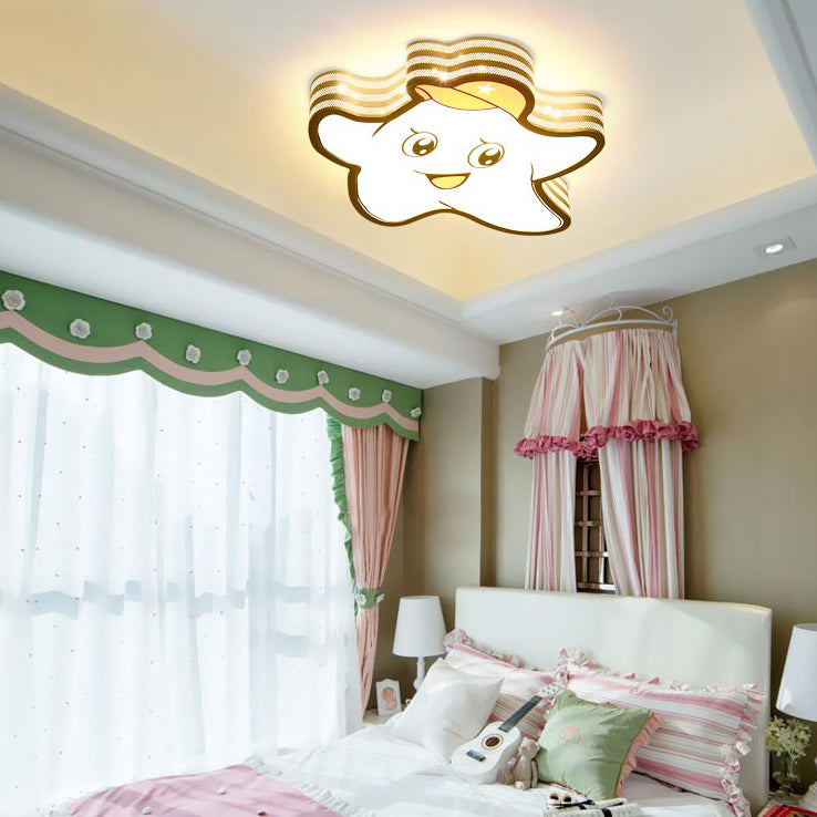 Kids White Star Acrylic Flush Mount Ceiling Light Fixture