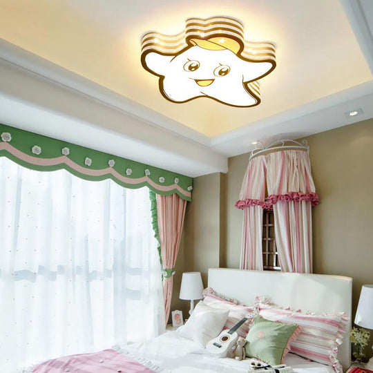 Kids White Star Acrylic Flush Mount Ceiling Light Fixture