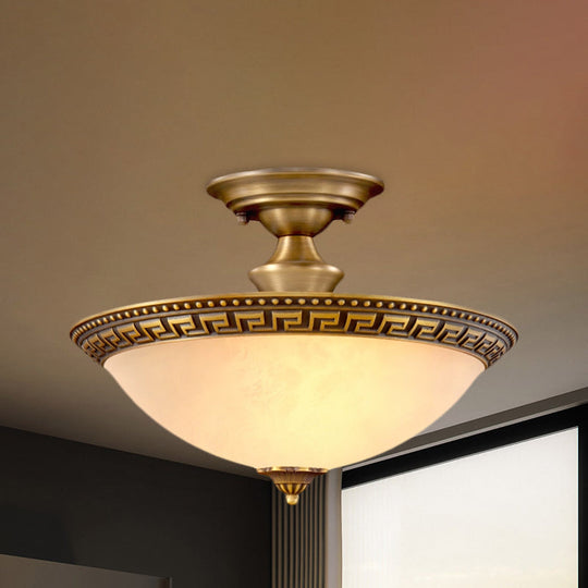 Traditional 3-Headed Brass Flush Mount Light for Living Room