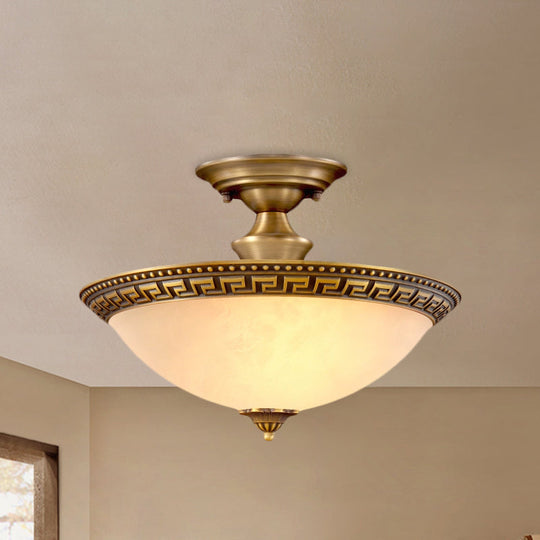 Traditional 3-Headed Brass Flush Mount Light for Living Room