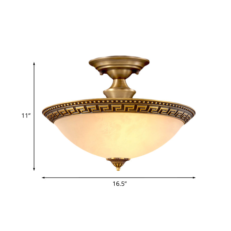 Traditional 3-Headed Brass Flush Mount Light for Living Room