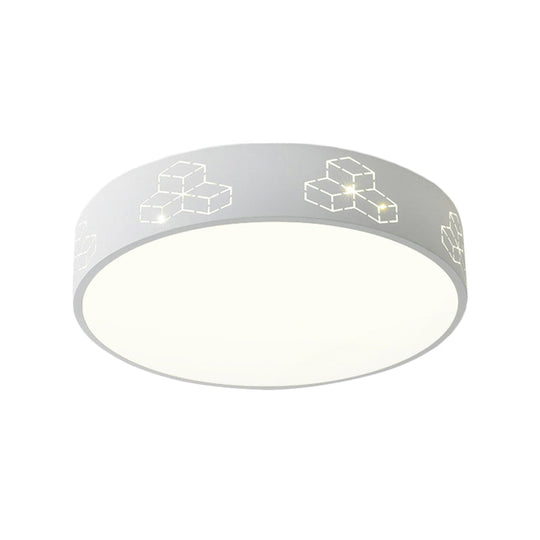 Led Bedroom Flush Mount Ceiling Fixture - Kids Pink/White/Blue Light With Fun Cutouts In Moon Star