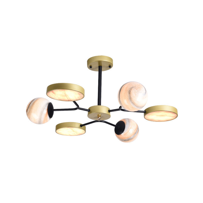 Nordic Gold Sphere Chandelier - Moon Glass Led Pendant Light (4/6/8 Lights) Elegant Ceiling