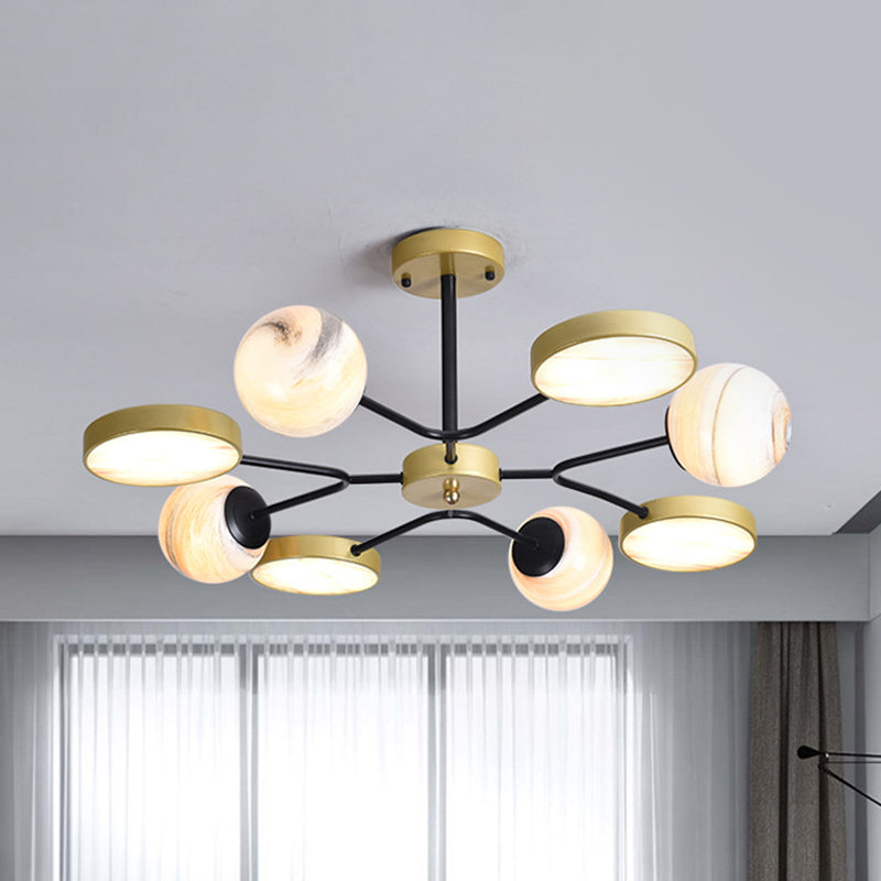 Nordic Gold Sphere Chandelier - Moon Glass Led Pendant Light (4/6/8 Lights) Elegant Ceiling