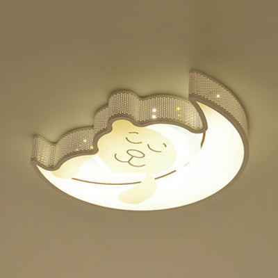 Cartoon Acrylic Ceiling Light for Kindergarten with White Flush Mount Fixture