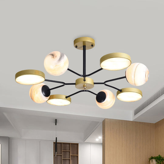 Nordic Gold Sphere Chandelier - Moon Glass Led Pendant Light (4/6/8 Lights) Elegant Ceiling