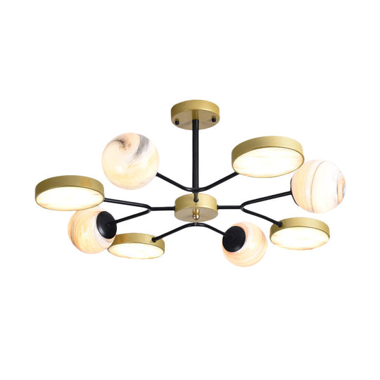 Nordic Gold Sphere Chandelier - Moon Glass Led Pendant Light (4/6/8 Lights) Elegant Ceiling