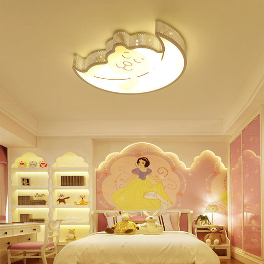 Cartoon Acrylic Ceiling Light for Kindergarten with White Flush Mount Fixture