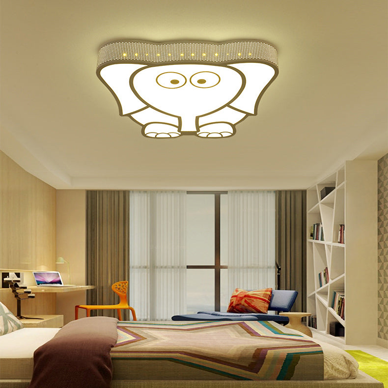 Cartoon Acrylic Ceiling Light for Kindergarten with White Flush Mount Fixture