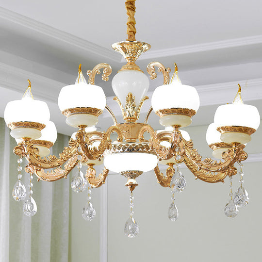 Vintage Gold Crystal Draped Pendant Chandelier For Dining Room- 6/8-Light Hanging Lamp 8 /