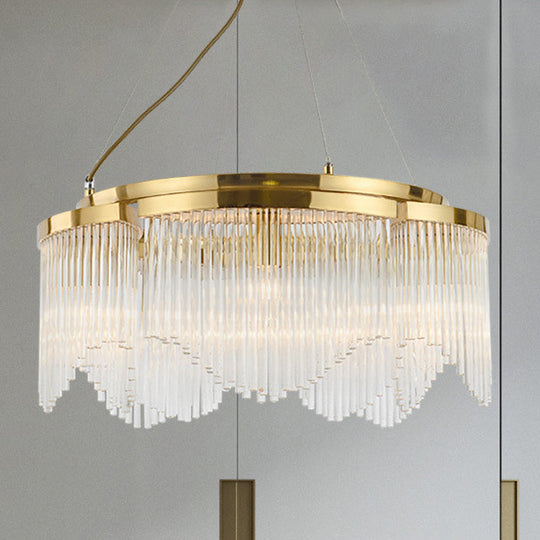 Golden Crystal Rod Pendant Chandelier - 5-Bulb Luxury Lighting Fixture for Restaurants